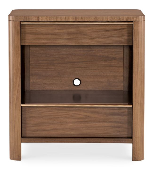 Eleana Medium Brown 2 Drawer Nightstand with Integrated Charging