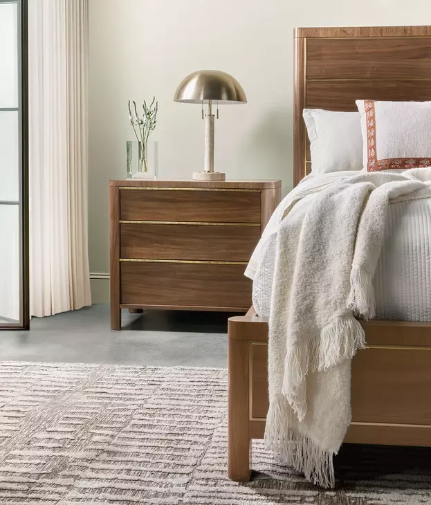 Solara Medium Brown 3 Drawer Nightstand with Integrated Charging