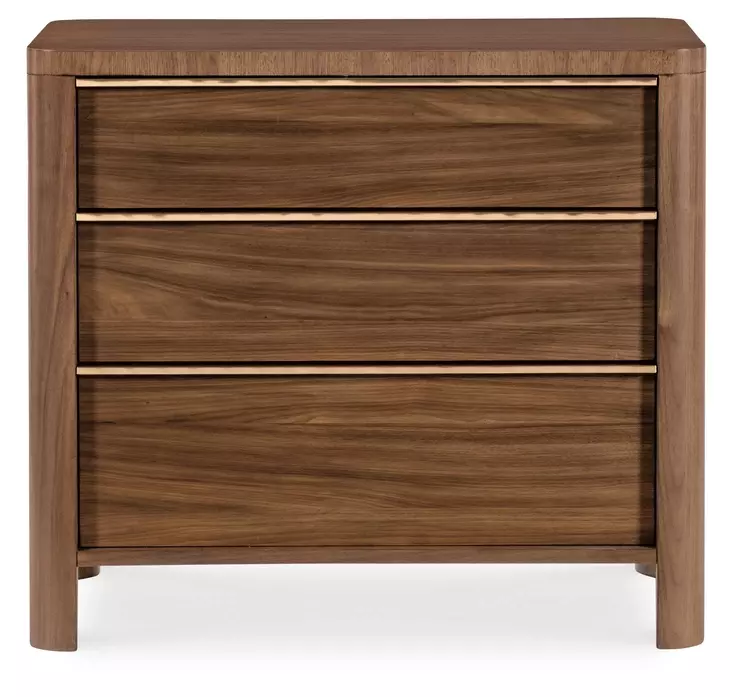 Solara Medium Brown 3 Drawer Nightstand with Integrated Charging