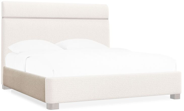 Eleana Beige Upholstered Queen Panel Bed