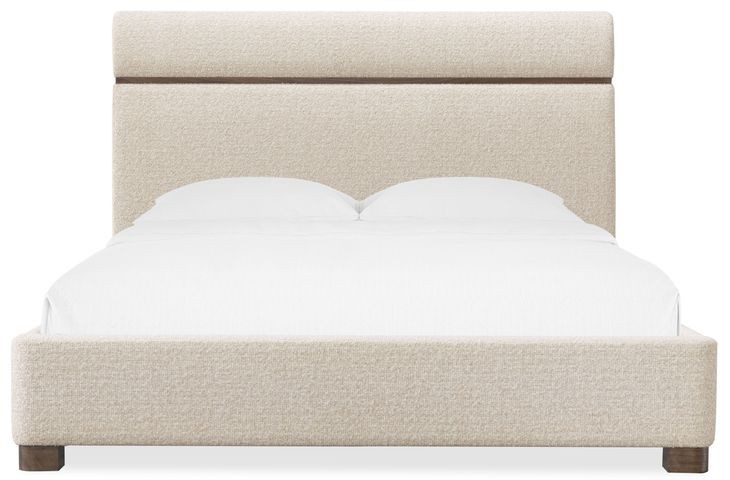 Eleana Beige Upholstered Queen Panel Bed