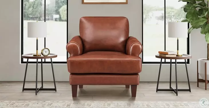 Soleil Brandy Leather Upholstered Lounge Chair