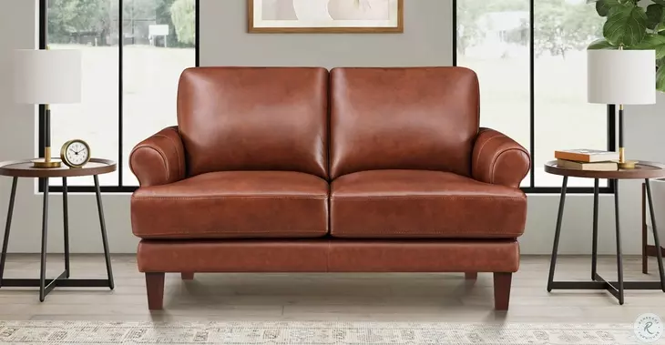 Soleil Brandy Leather 58" Loveseat