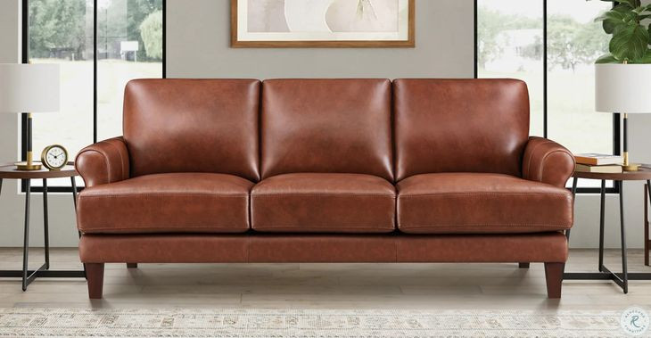 Soleil Brandy Leather 80" Sofa