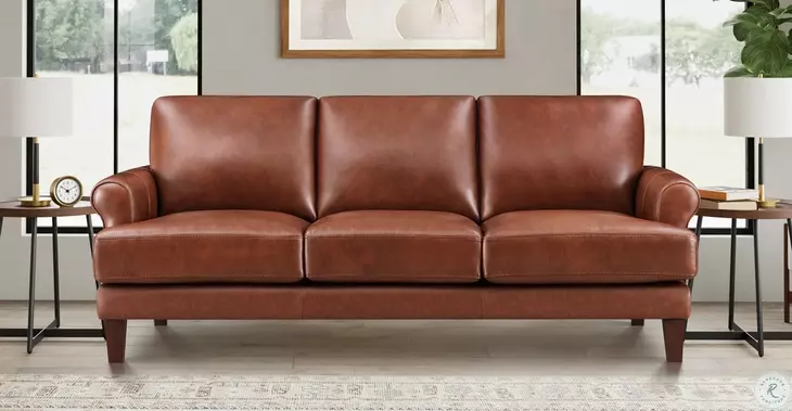 Soleil Brandy Leather 80" Sofa