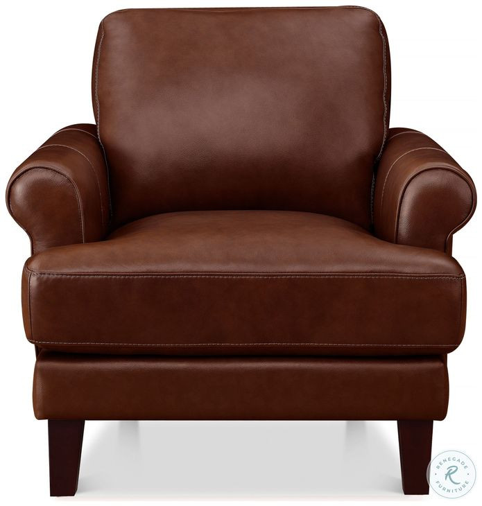 Soleil Brandy Leather Upholstered Lounge Chair