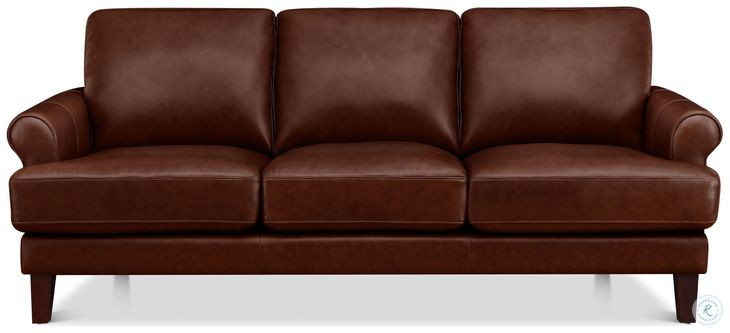 Soleil Brandy Leather 80" Sofa