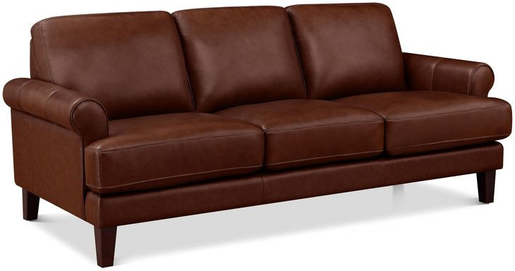 Soleil Brandy Leather 80" Sofa