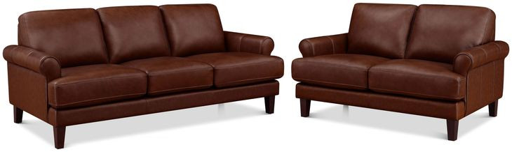 Soleil Brandy Leather Living Room Set
