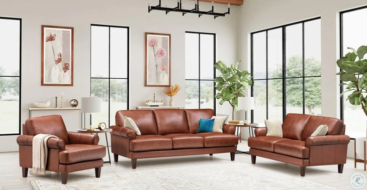 Soleil Brandy Leather Living Room Set