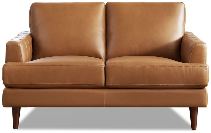 Ada Cognac Brown Leather 57" Loveseat