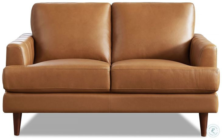 Ada Cognac Brown Leather 57" Loveseat