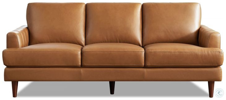 Ada Cognac Brown Leather 80" Sofa