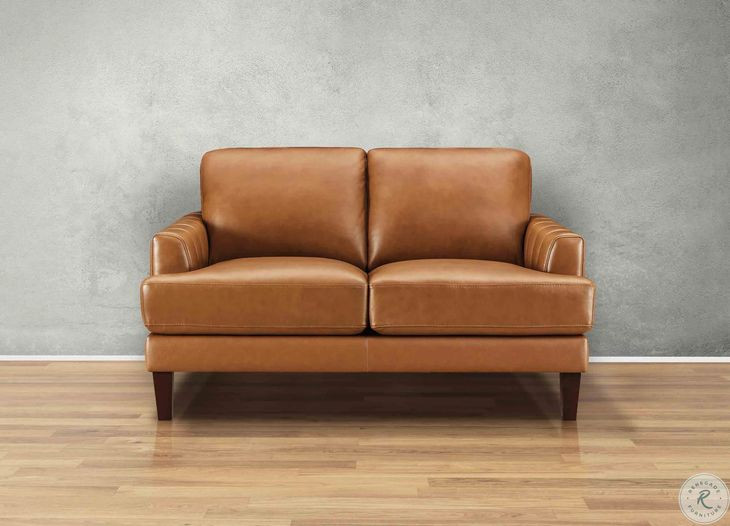 Ada Cognac Leather 57" Loveseat
