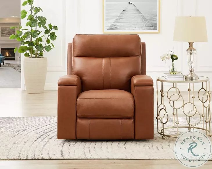 Varden Nutmeg Top Grain Leather Zero Gravity Power Recliner with Power Headrest
