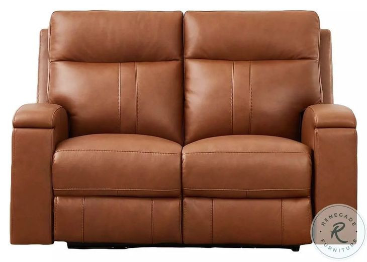 Varden Nutmeg Leather 62" Zero Gravity Power Reclining Loveseat with Power Headrest and USB Charging