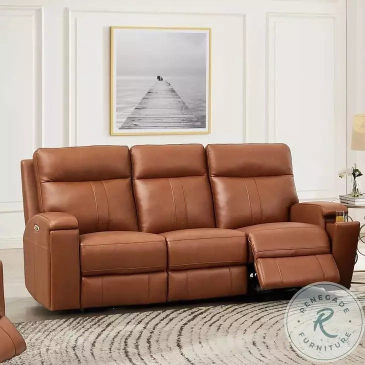 Varden Nutmeg Top Grain Leather Zero Gravity Power Reclining Sofa