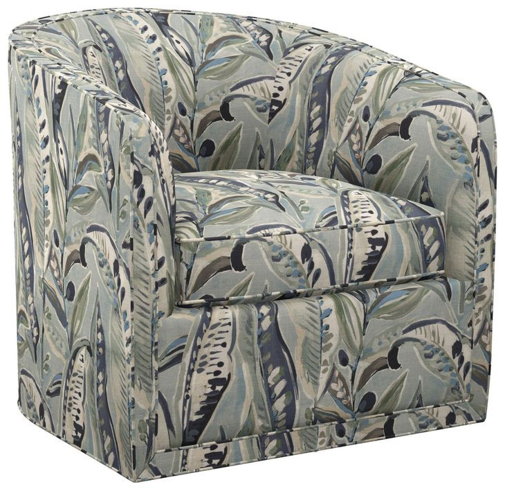Los Altos Colton Botanical Blue Upholstered Swivel Chair