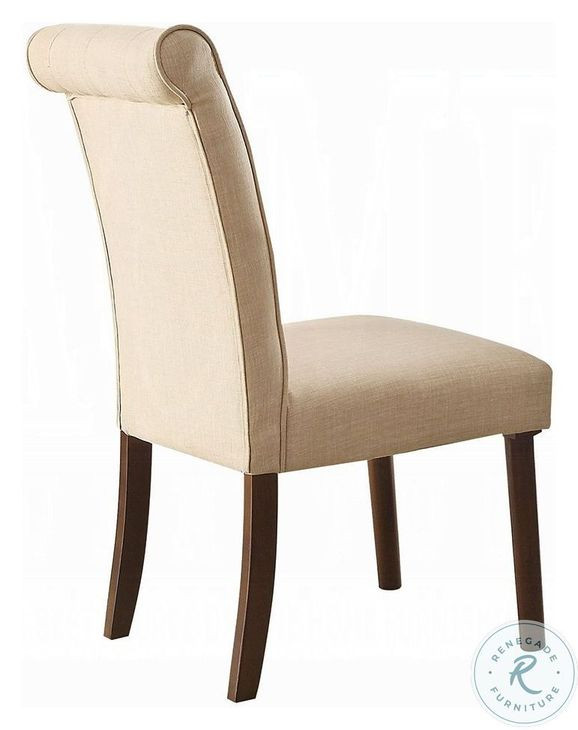 Gasha Beige Linen Side Chair Set of 2