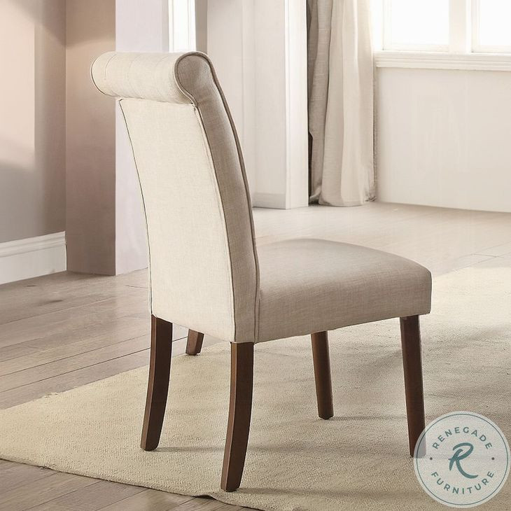 Gasha Beige Linen Side Chair Set of 2