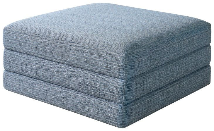 Brickell Blue Upholstered Square Ottoman