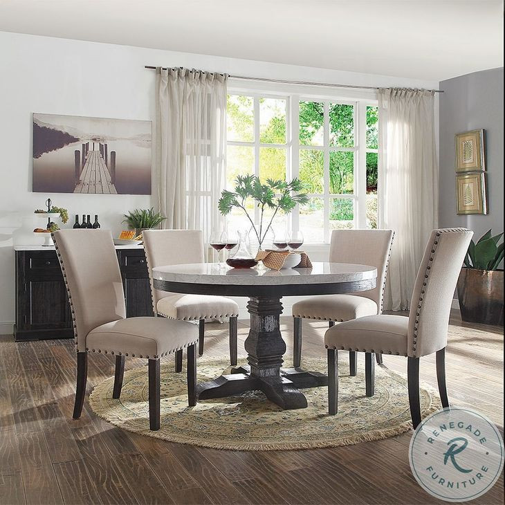 Nolan Linen Oak Side Chair Set of 2