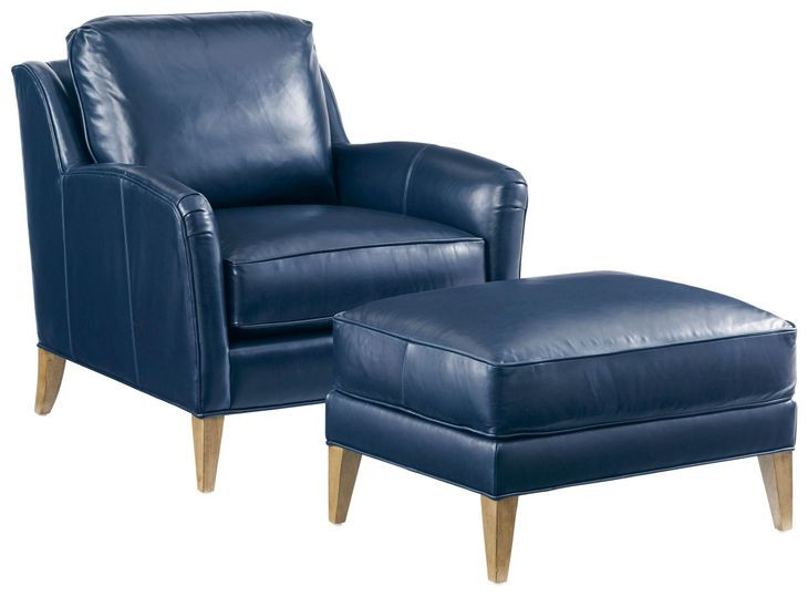 Twin Palms Coconut Grove Blue Leather Upholstered Accent Chair