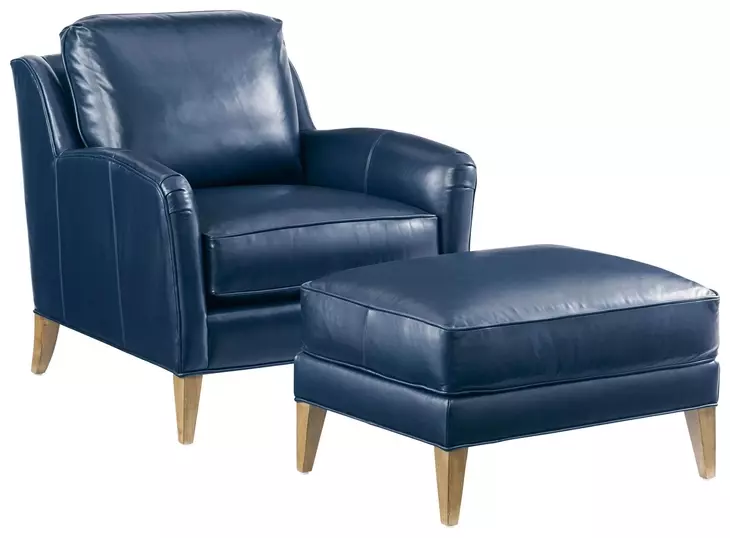 Twin Palms Coconut Grove Blue Leather Upholstered Accent Chair
