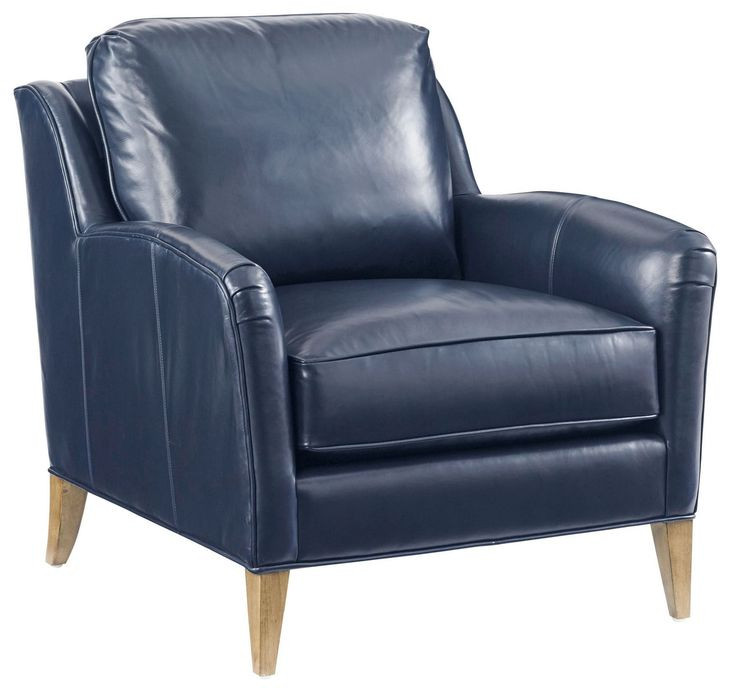 Twin Palms Coconut Grove Blue Leather Upholstered Accent Chair