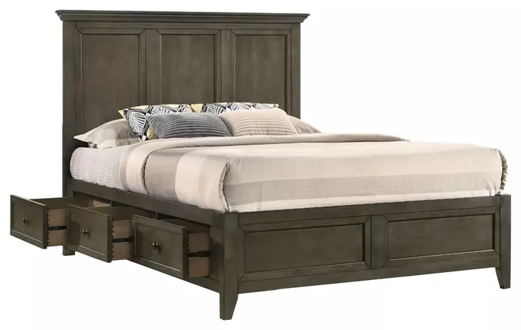 San Mateo Gray King Storage Panel Bed