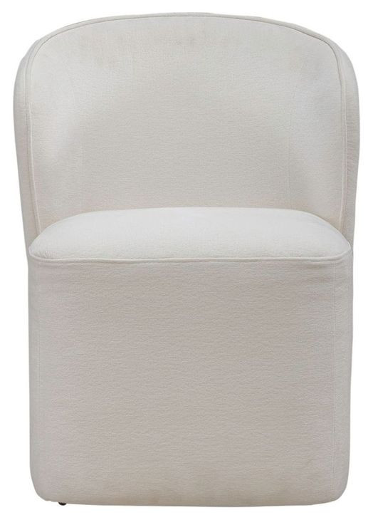 Accent Dining Ivory Upholstered Dining Chair with Casters