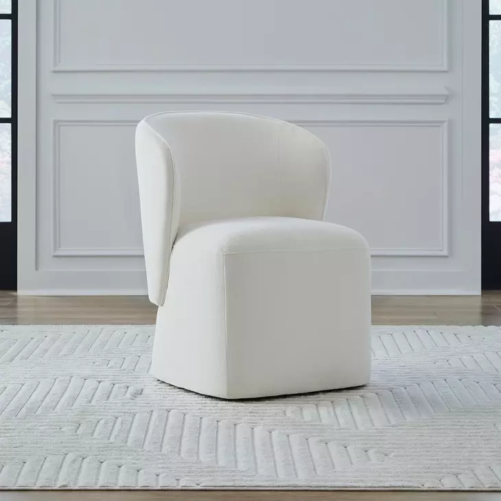 Dining Studio Ivory Upholstered Dining Chair with Casters