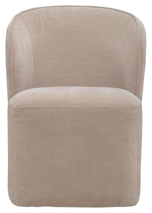 Accent Dining Wicker Upholstered Dining Chair with Casters