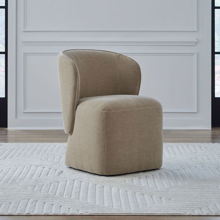 Accent Dining Wicker Upholstered Dining Chair with Casters