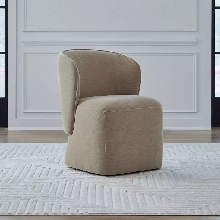 Dining Studio Wicker Upholstered Dining Chair with Casters
