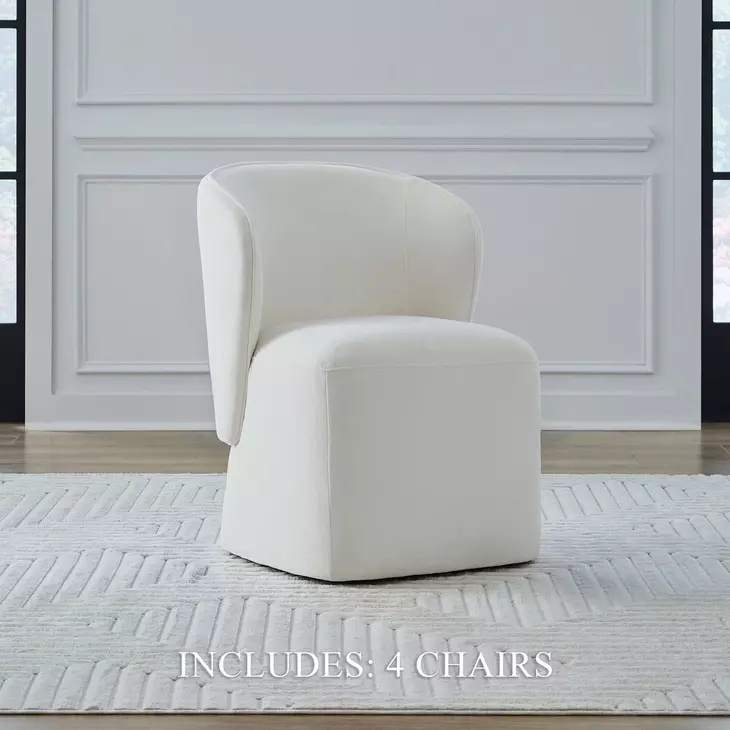 Dining Studio Ivory Upholstered Dining Chair with Casters Set of 4