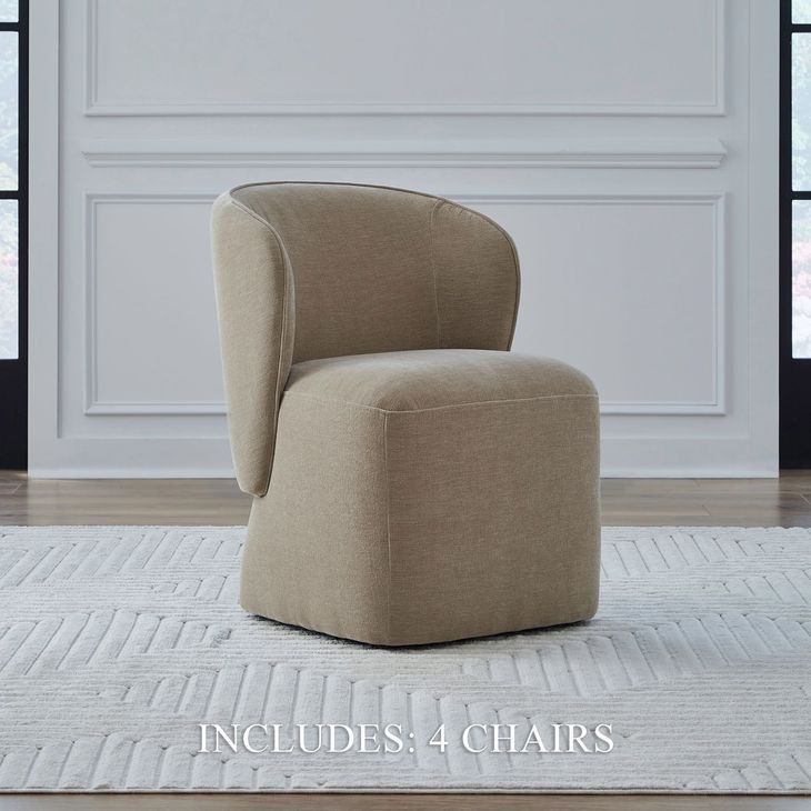 Accent Dining Wicker Upholstered Dining Chair with Casters Set of 4