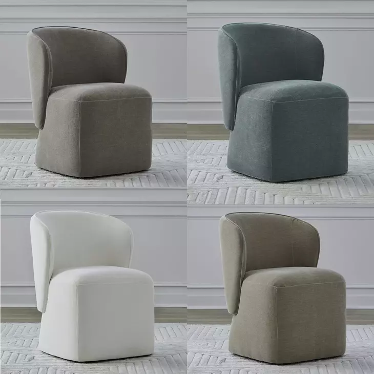 Dining Studio Wicker Upholstered Dining Chair with Casters Set of 4