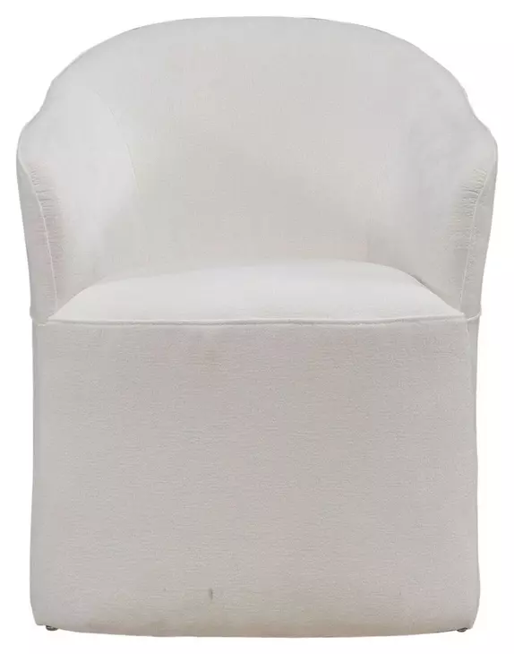 Dining Studio Ivory Upholstered Dining Arm Chair with Casters