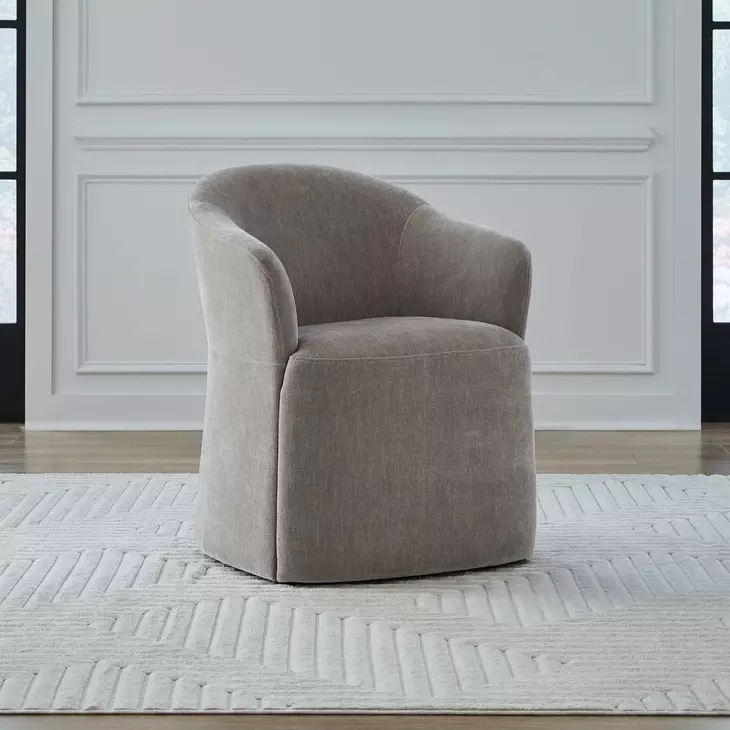 Dining Studio Truffle Upholstered Dining Arm Chair with Casters