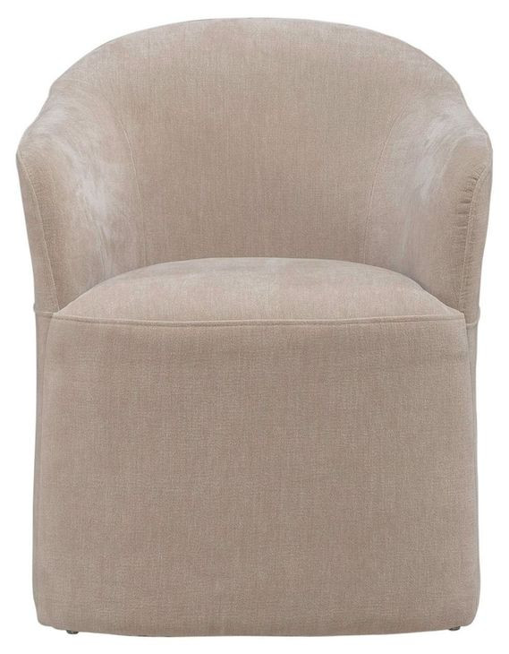 Accent Dining Wicker Upholstered Dining Arm Chair with Casters