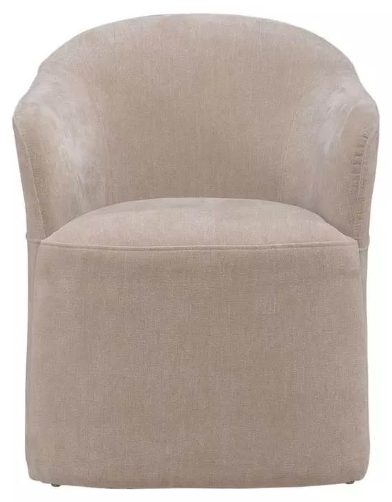 Dining Studio Wicker Upholstered Dining Arm Chair with Casters