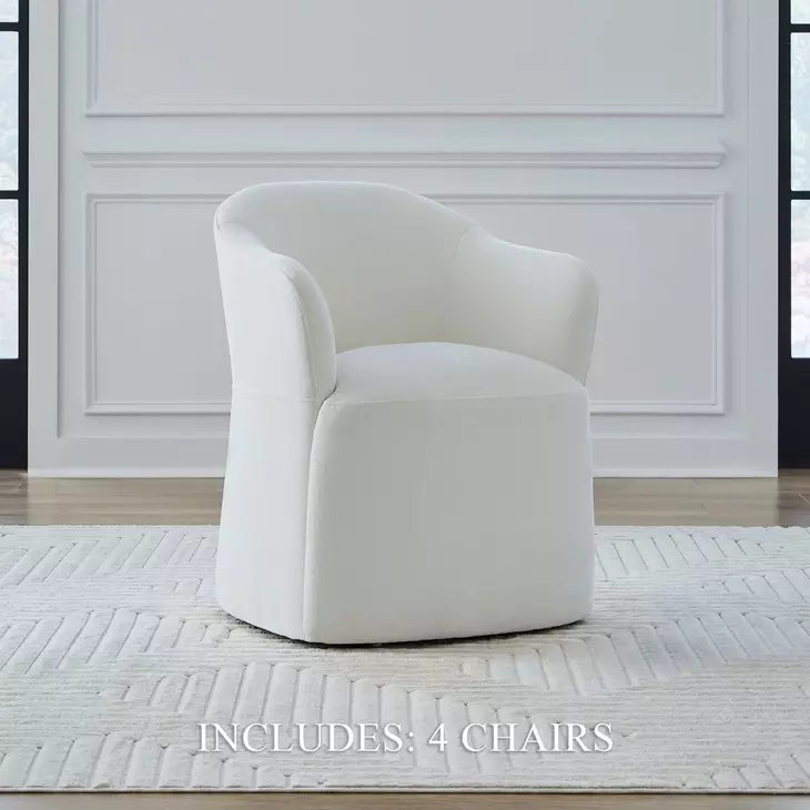 Dining Studio Ivory Upholstered Dining Arm Chair with Casters Set of 4