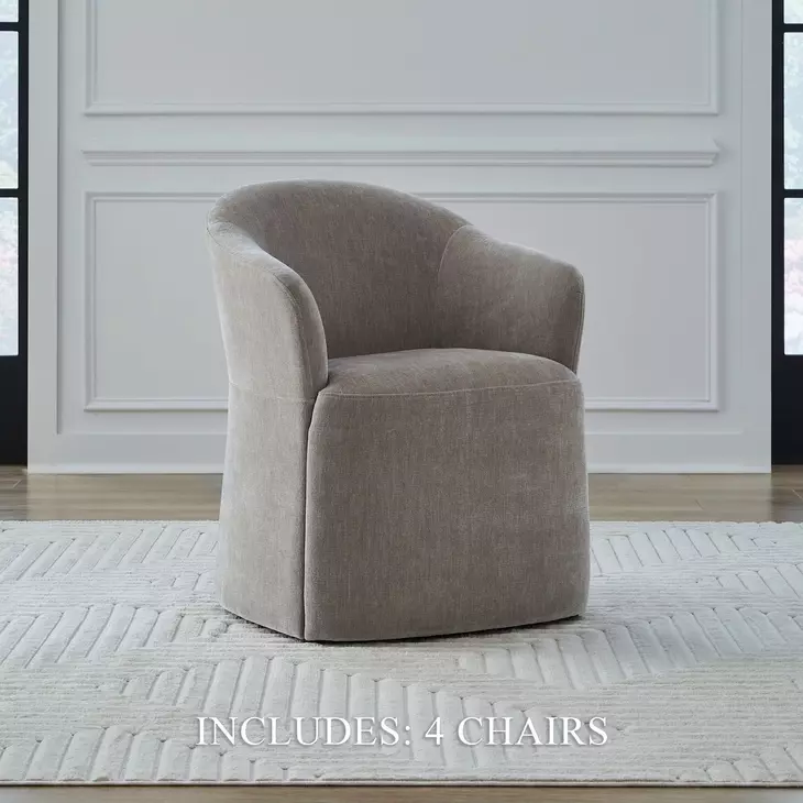Dining Studio Truffle Upholstered Dining Arm Chair with Casters Set of 4