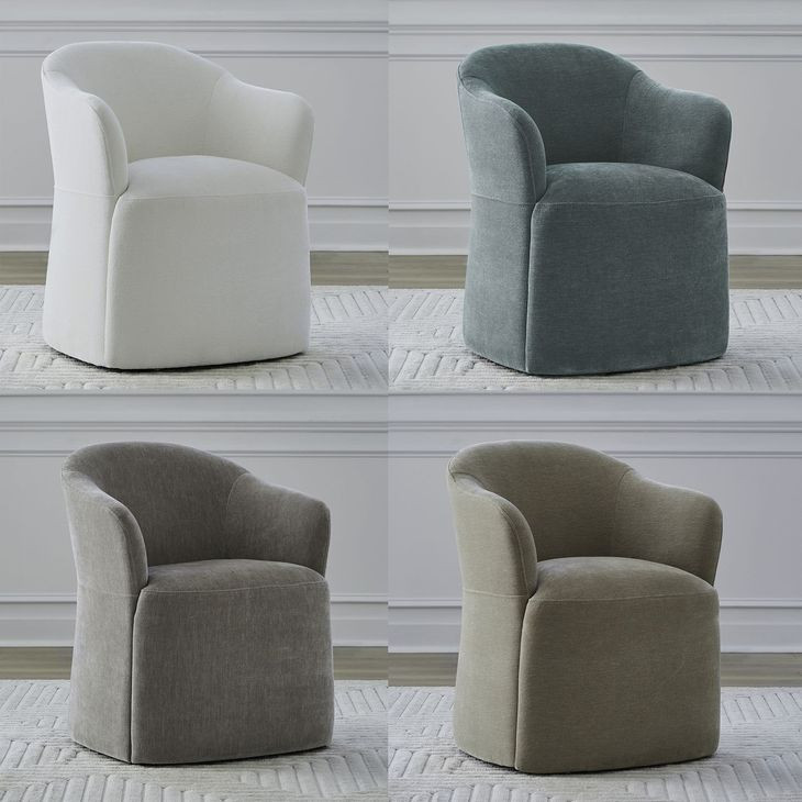 Accent Dining Wicker Upholstered Dining Arm Chair with Casters Set of 4