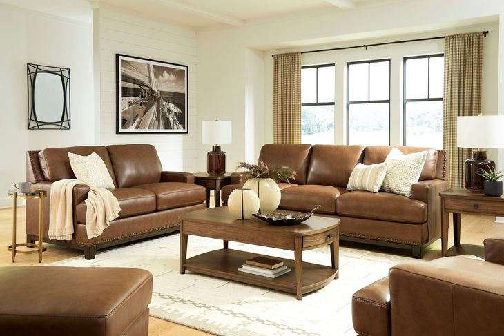 Brendola Amber Leather Upholstered Accent Chair with Nailhead Trim