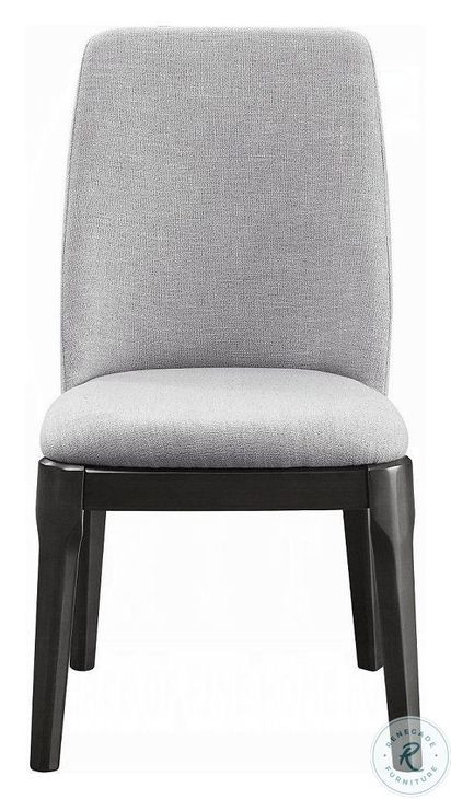 Madan Light Gray Linen and Gray Oak Side Chair Set of 2