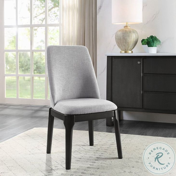 Madan Light Gray Linen and Gray Oak Side Chair Set of 2