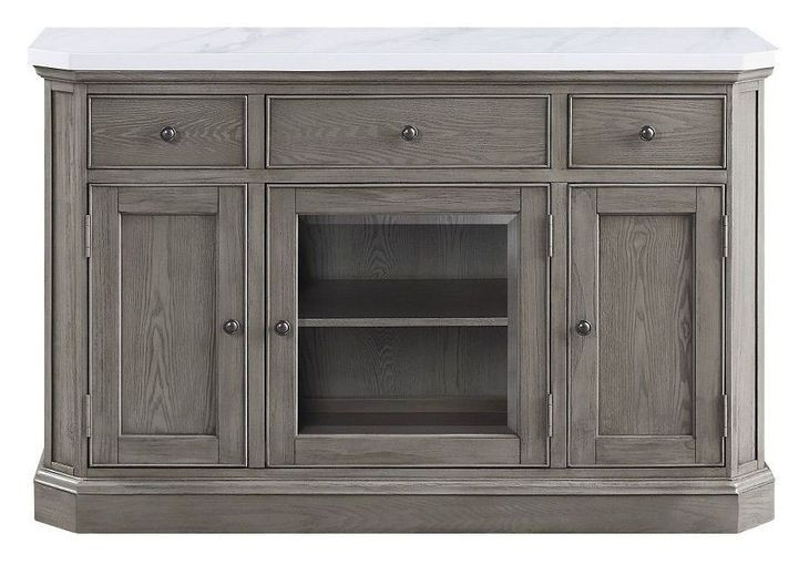 Zumala White and Weathered Oak 3 Door Marble Top Server