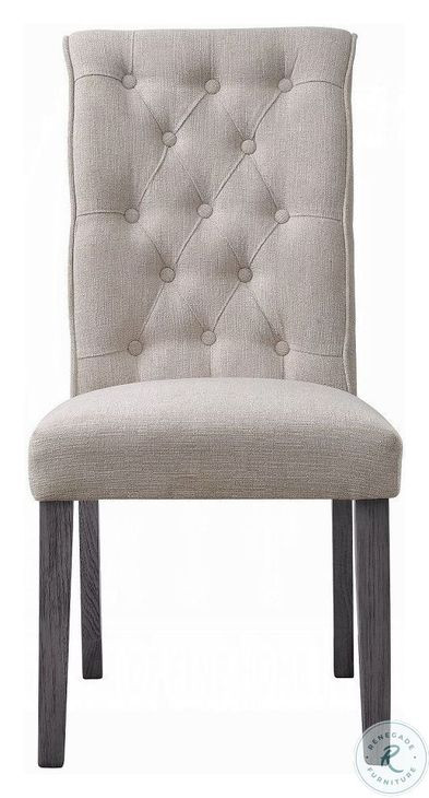 Yabeina Beige Linen and Gray Side Chair Set of 2